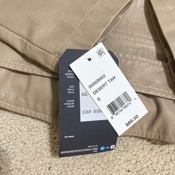 Collection B Faux Leather Belted Moto Jacket Brown Size Small - Picture 11 of 12